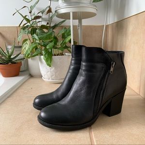 Leather heeled booties